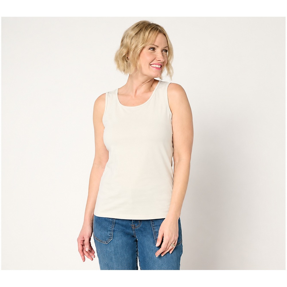 Women with Control Washed Cotton Tank Ivory, Medium